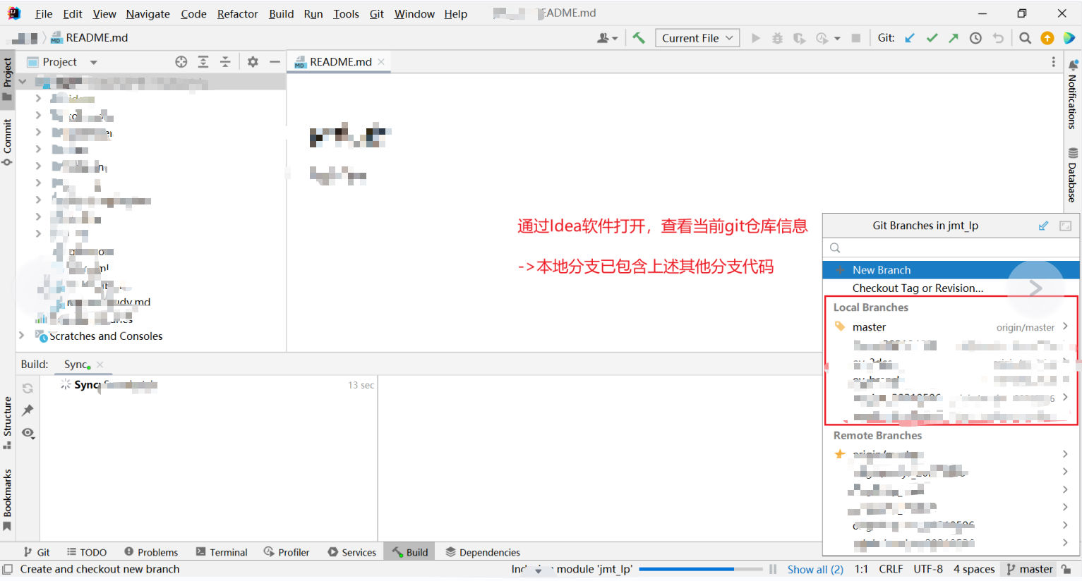 打开Idea查看项目所有分支代码下载结果